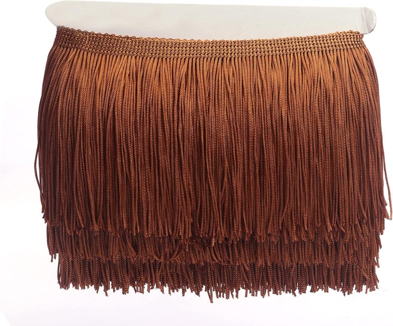 YYCRAFT 10 Yards 6 Inch Wide Tassel Curtain Fringe Trim by The Yard for DIY Sewing Crafts Clothing Curtains Decoration-Brown - Image 1